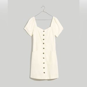 NWOT Madewell Linen-Cotton Puff-Sleeve Mini Dress - White Size 2